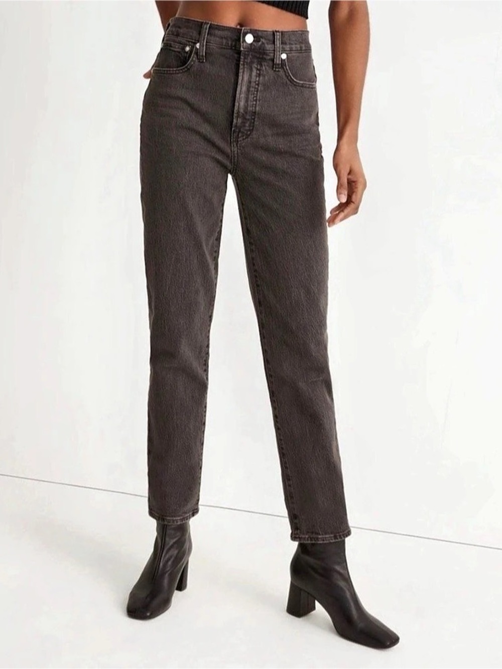 Madewell The Perfect Vintage Jean Straight Leg Black Jeans Waist 27 Like New